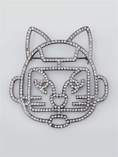 chanel robot cat brooch|Blacktone Metal and Crystal Emoji Robot Cat Brooch.